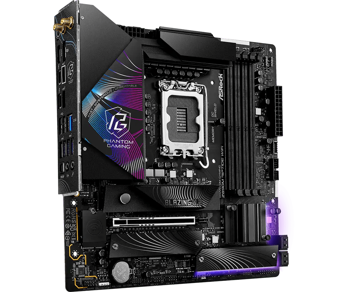 ASRock PHANTOM GAMING Z890M Riptide WiFi LGA1851 Socket Gaming Motherboard - Vektra Computers LLC ASRock PHANTOM GAMING Z890M Riptide WiFi LGA1851 Socket Gaming Motherboard - Vektra Computers LLC